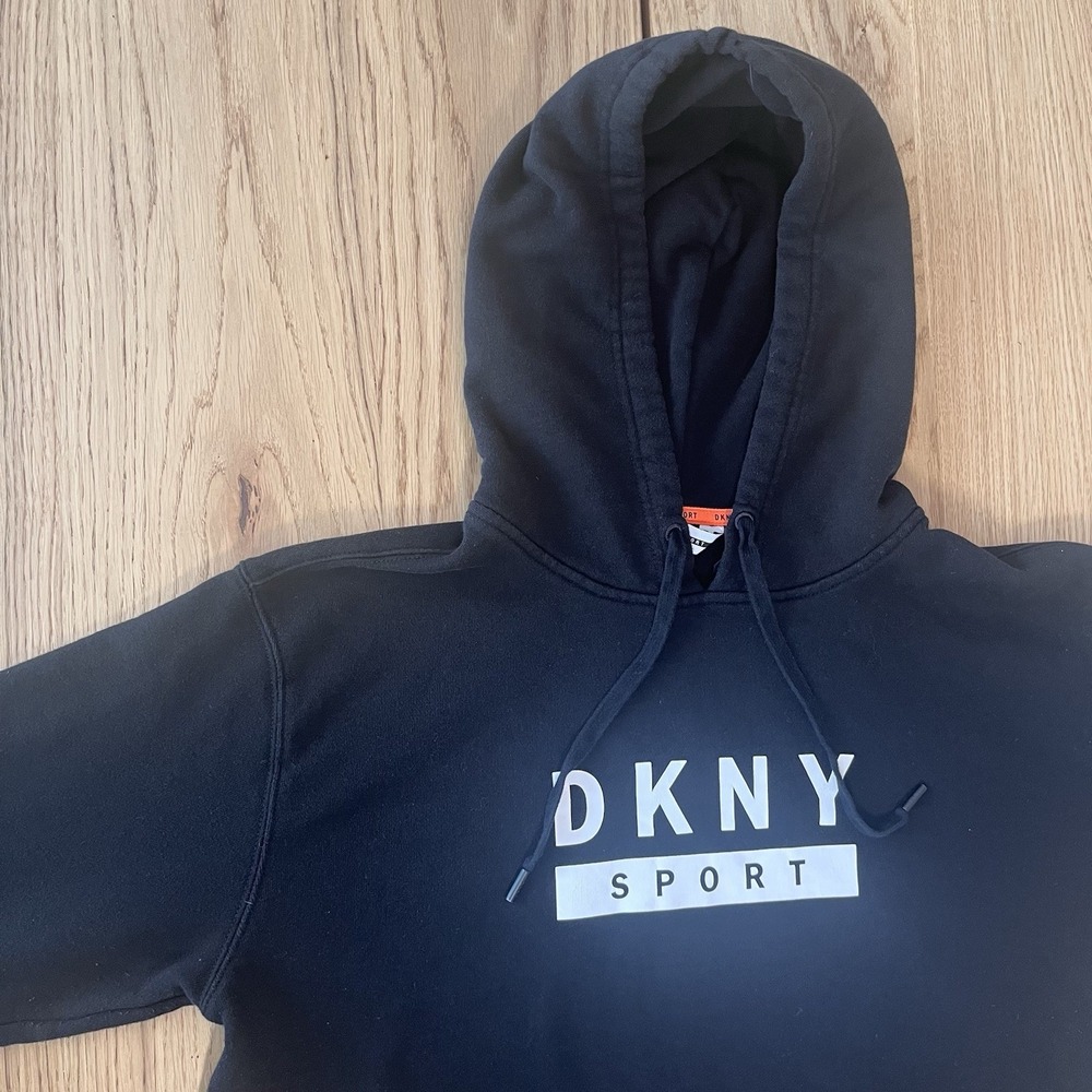 DKNY Sport Men's‎ Hoodie  Black Logo Sweatshirt  Large Sporty